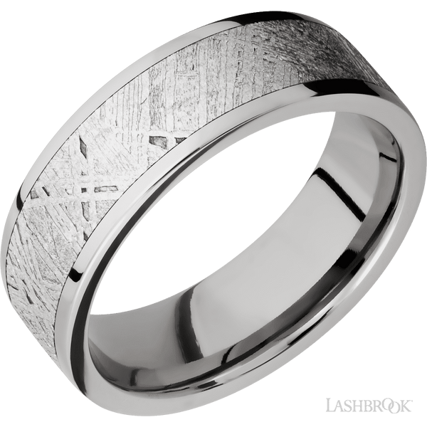 Meteorite Wedding Band Titanium 7mm Wide | Mullen Jewelers