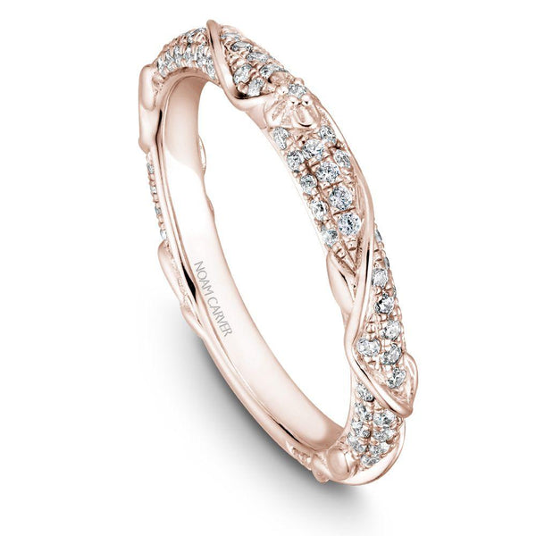 Flowing Pave Diamond Wedding Band 14K Rose Gold 801B
