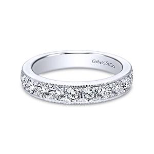 15-Stone Diamond Band with Milgrain Edging 14K White Gold