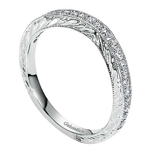 Engraved Shank Diamond Band .19Cttw 14K White Gold 144B