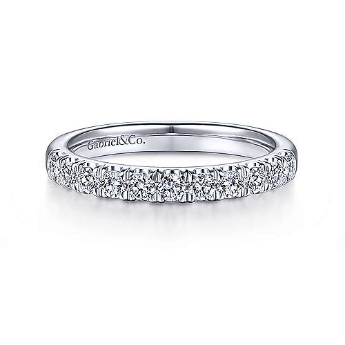 Prong Set Round Diamond Wedding Band .48 Cttw 14k White Gold