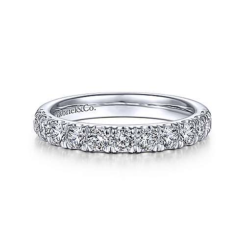 Prong Set Round Diamond Wedding Band .79 Cttw 14k White Gold