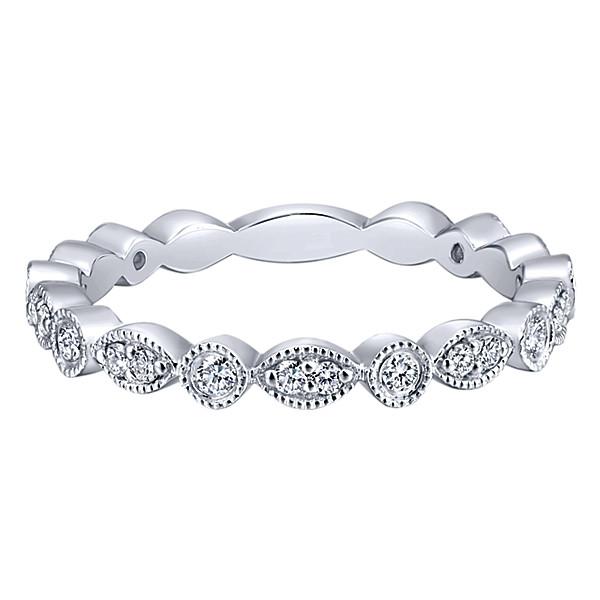 Marquise Shaped Round Diamond Ring 14K White Gold