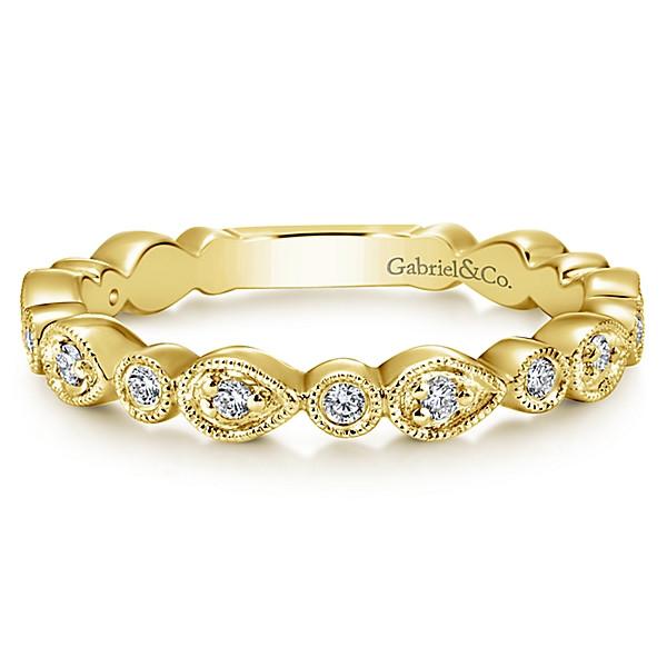 Pear Shaped Stackable Diamond Ring 14K Yellow Gold