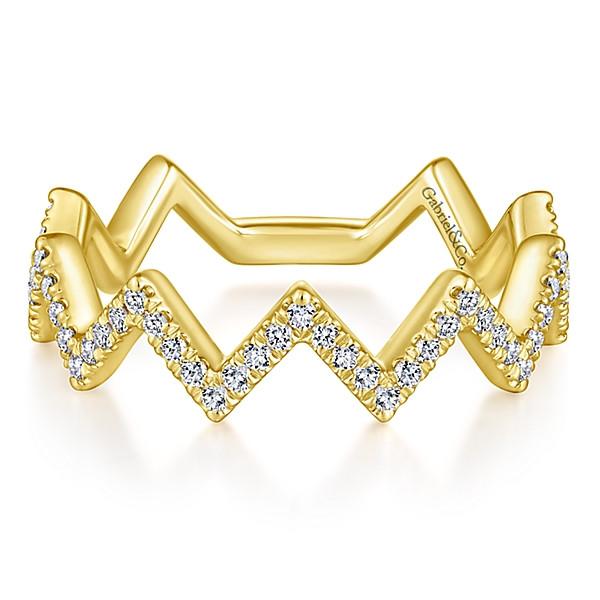 Zig Zag Stackable Diamond Ring 14K Yellow Gold
