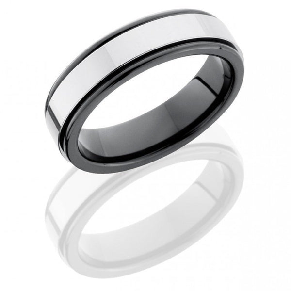 Tungsten Carbide And Ceramic Mens Wedding Band 6mm