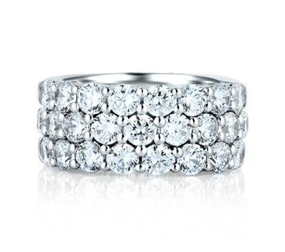 A.JAFFE SEASONS OF LOVE THREE ROW SHARED PRONG ANNIVERSARY RING 2.08