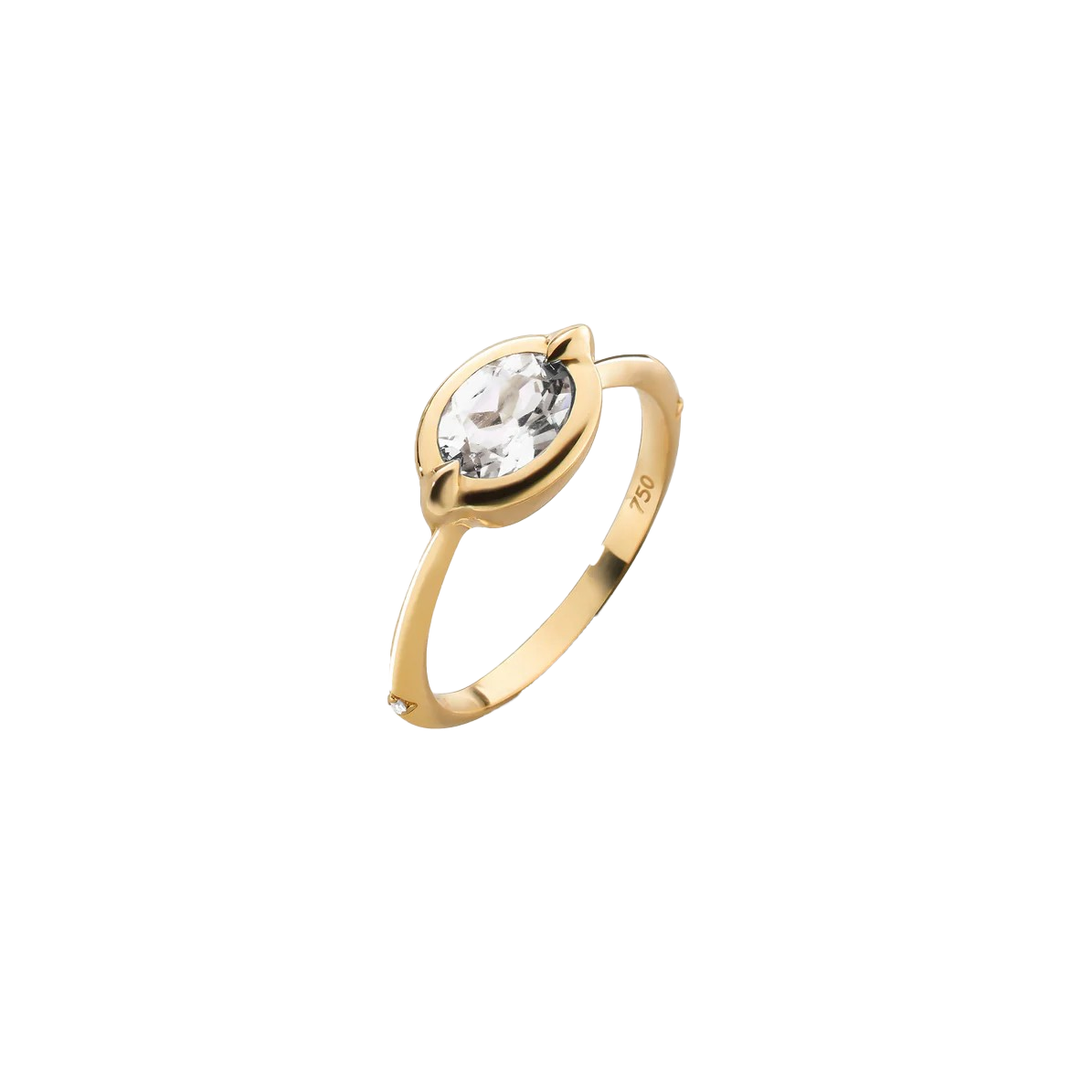 "Points North" Rock Crystal Ring with Diamonds