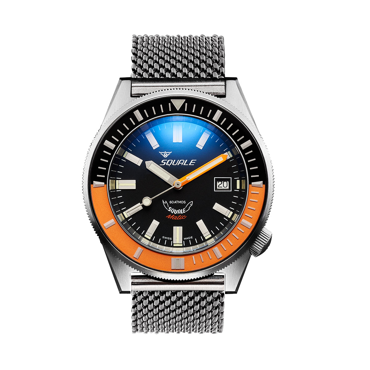 Squale Matic Satin Orange Mesh Watch- MATICXSC.ME22