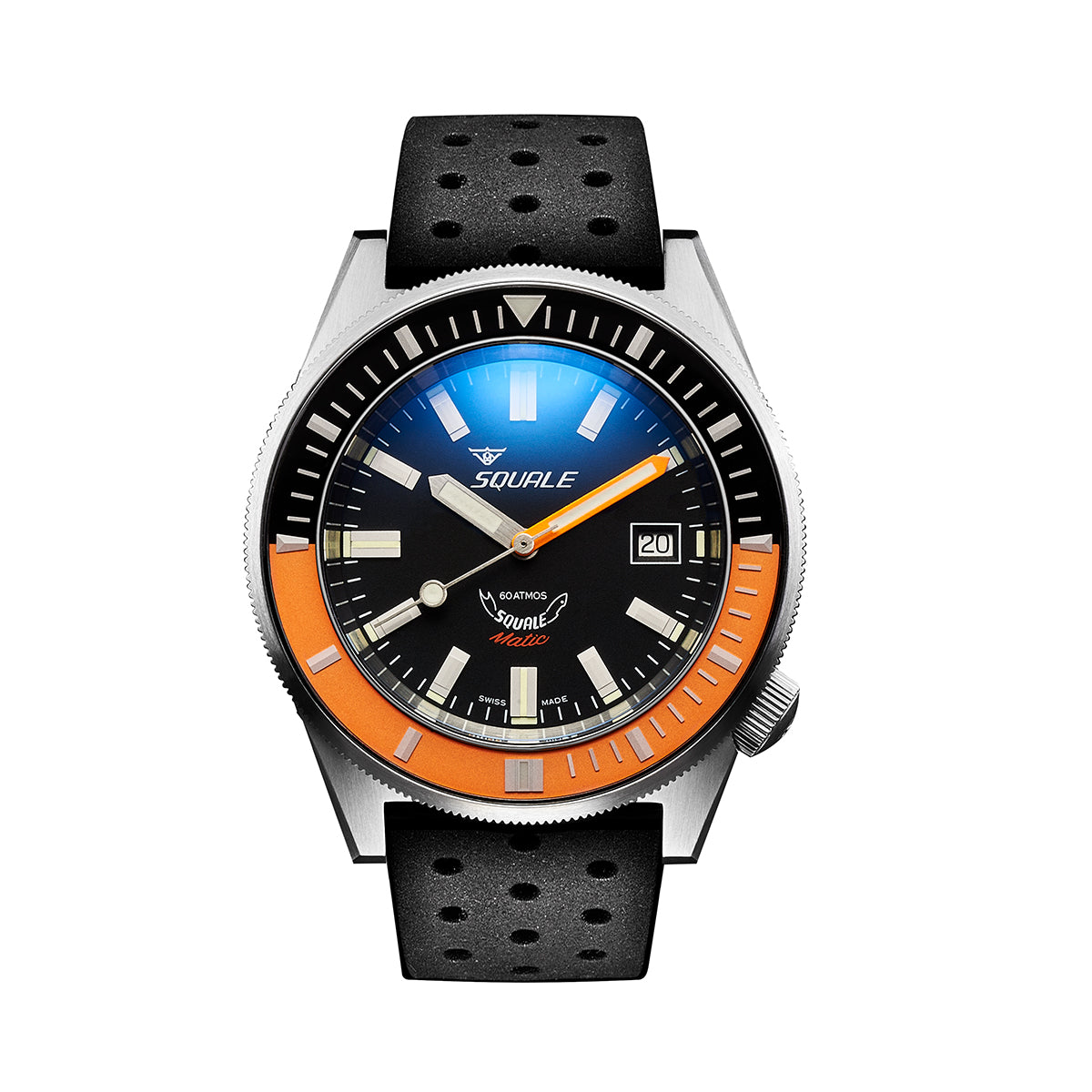 Squale Matic Satin Orange Rubber Watch- MATICXSC.NMT