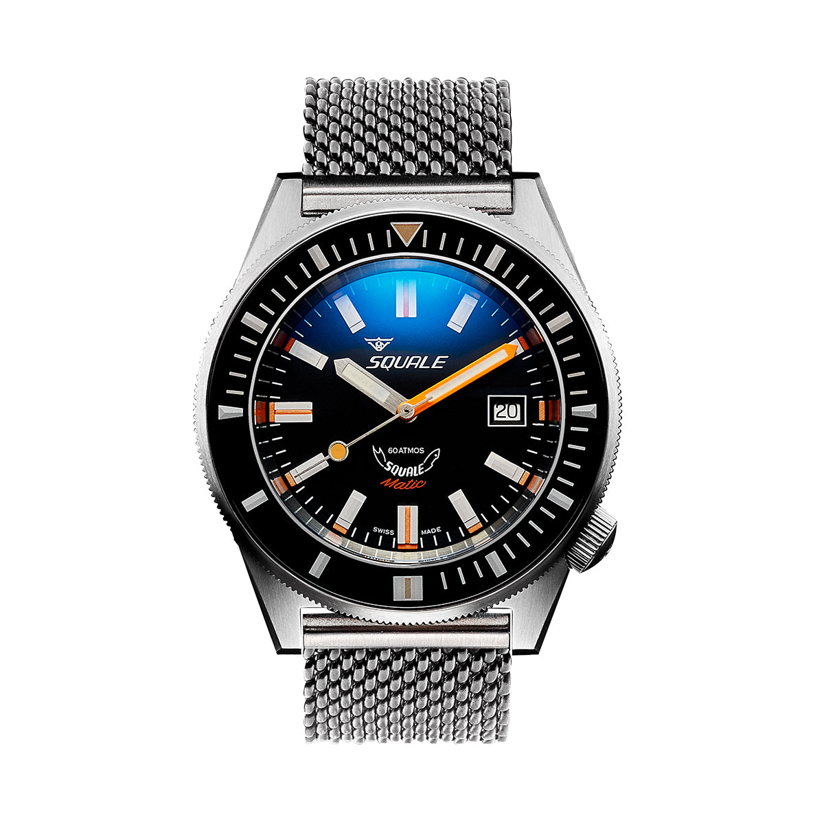 Squale Matic Satin Black Mesh Watch- MATICXSG.ME22