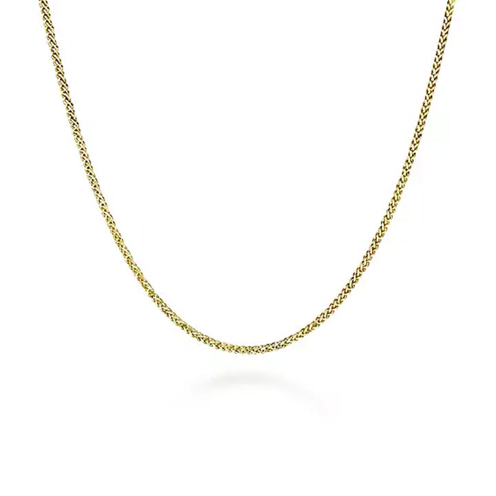 Gabriel & Co 14K Yellow Gold Men's 22" Wheat Chain Necklace - NKM7008-22Y4JJJ