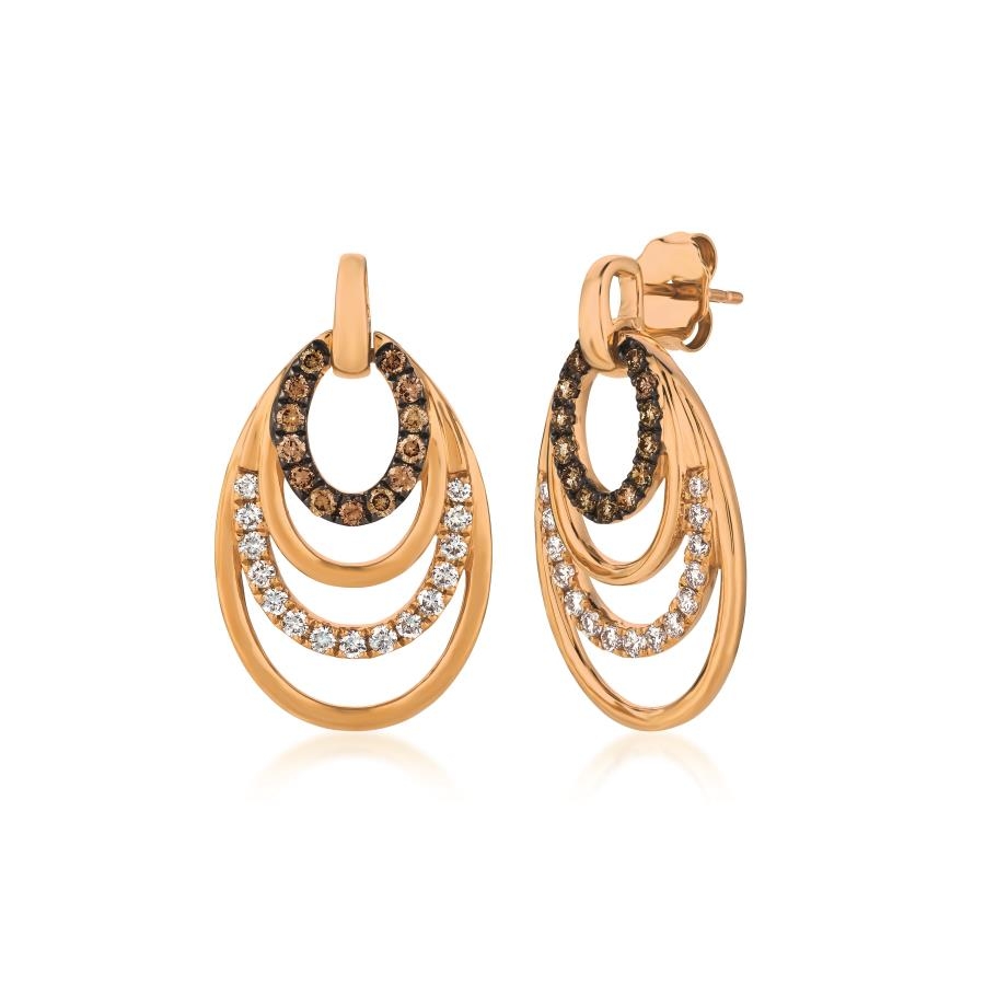 Le Vian .760 Ctw Chocolate & Vanilla Diamond Earrings / 14k Strawberry Gold