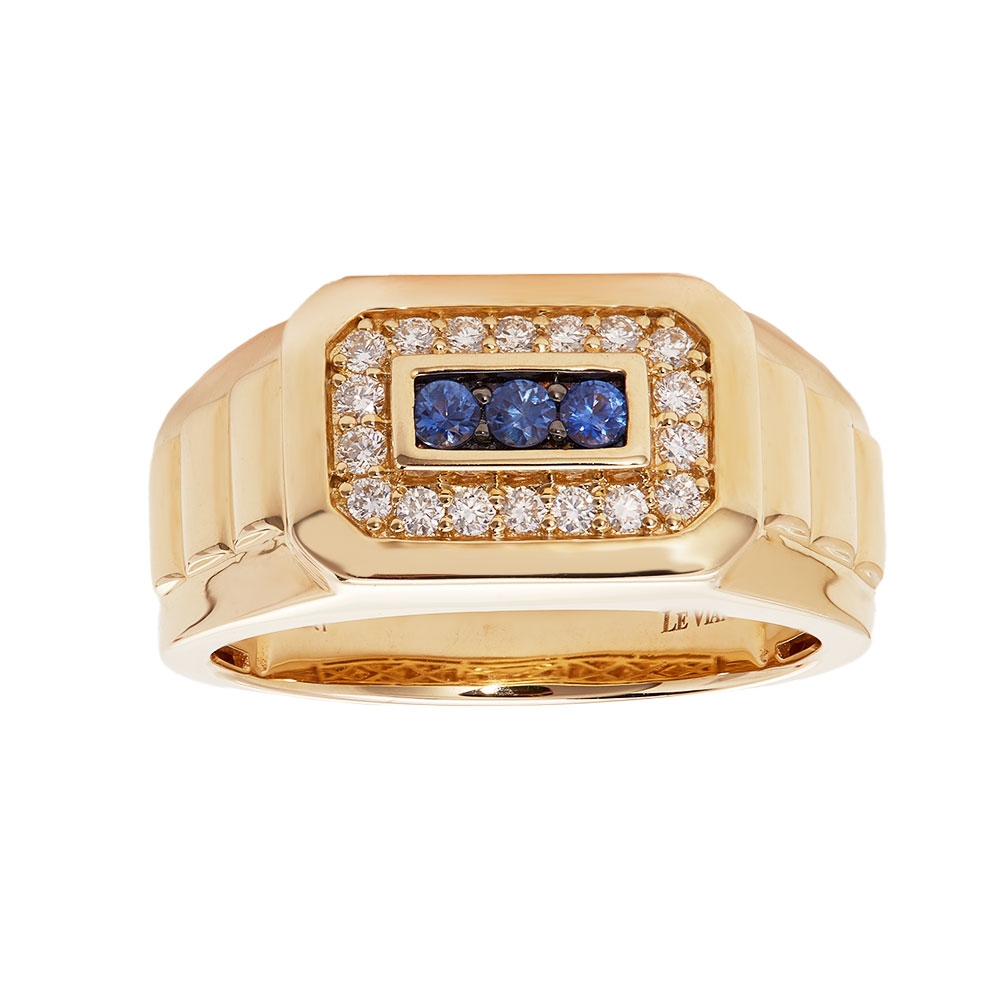 Le Vian 14k Honey Gold Sapphire & Diamond Signet Ring