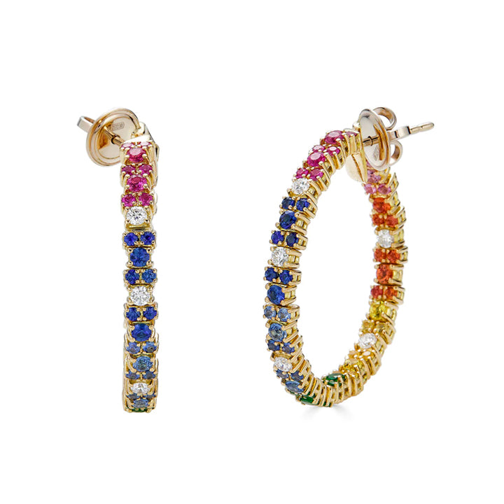 Zydo 18K Yellow Gold Rainbow Hoop Earrings